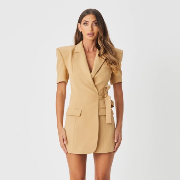 BIANCA & BRIDGETT RORI CAMEL MINI BLAZER DRESS - Picture 1 of 6